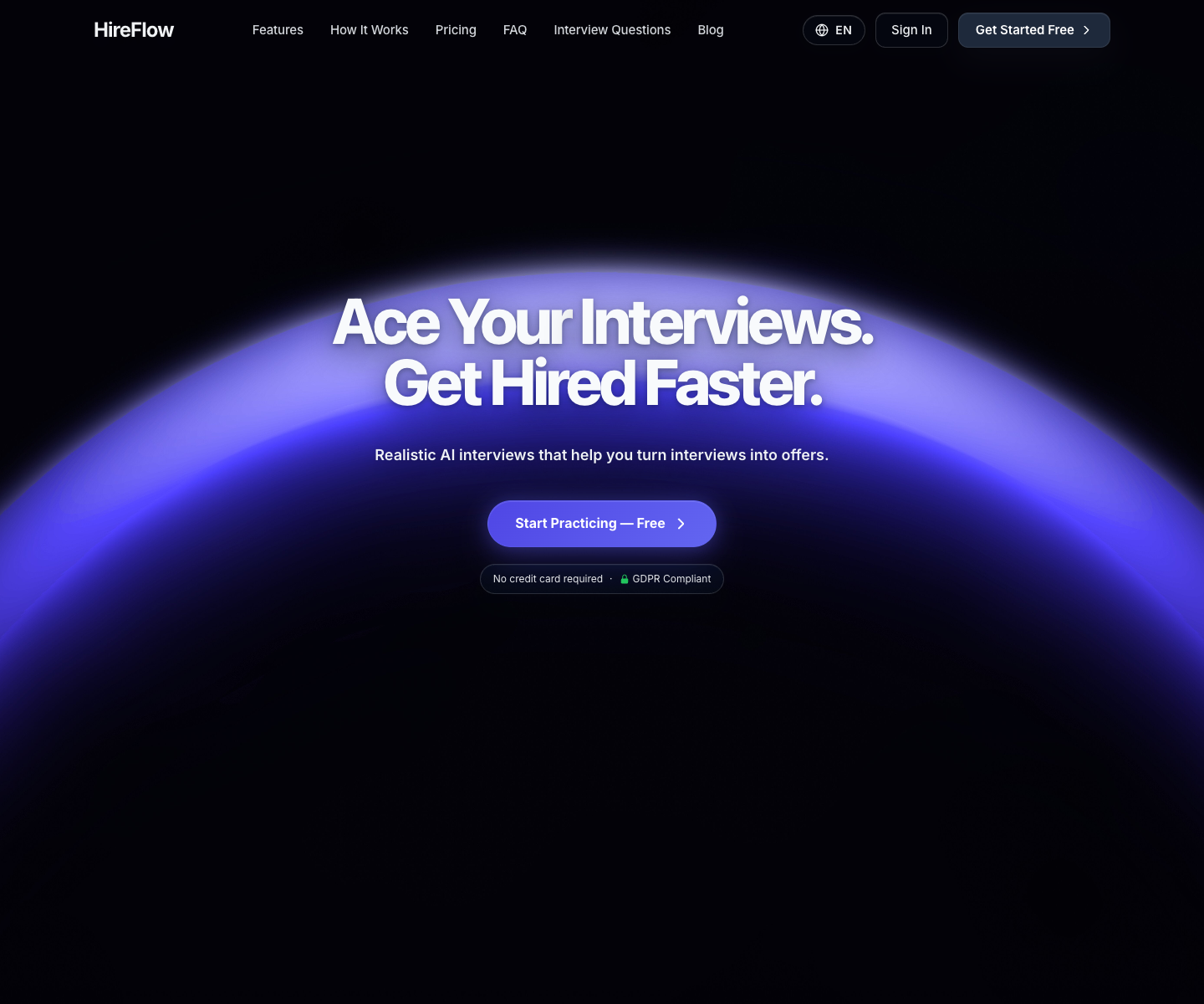 HireFlow landing page screenshot