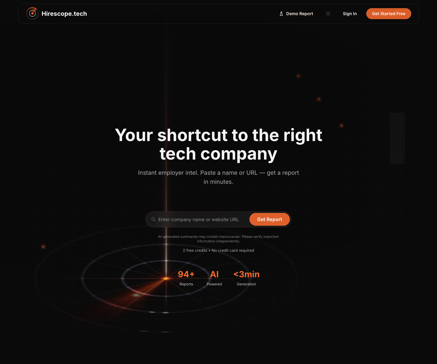 HireScope landing page screenshot
