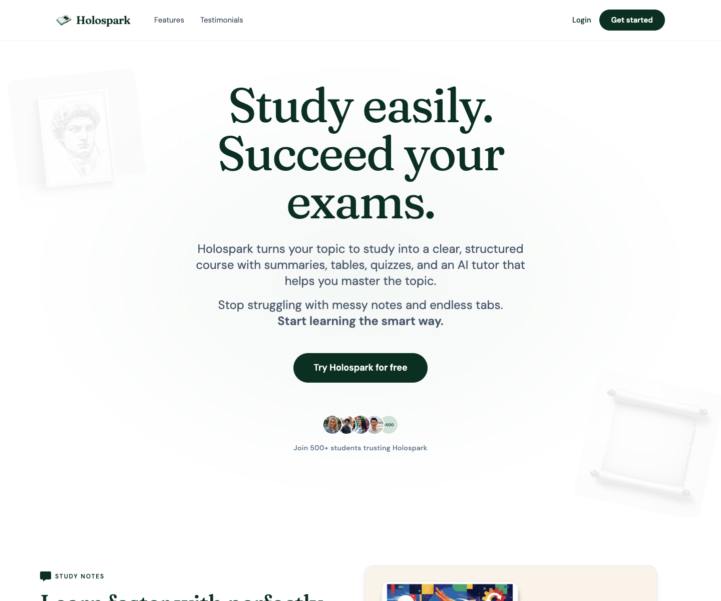 Holospark landing page screenshot