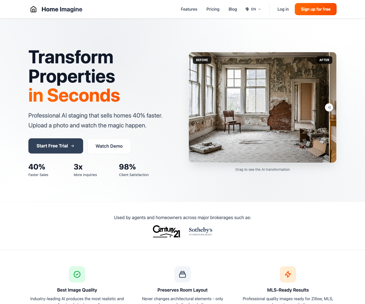 home-imagine landing page screenshot