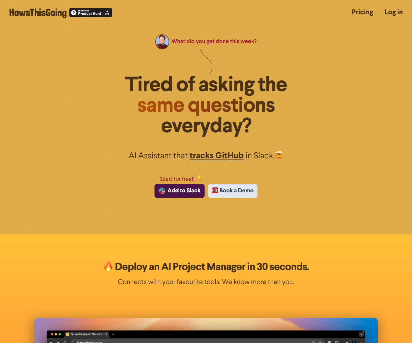 HowsThisGoing landing page screenshot
