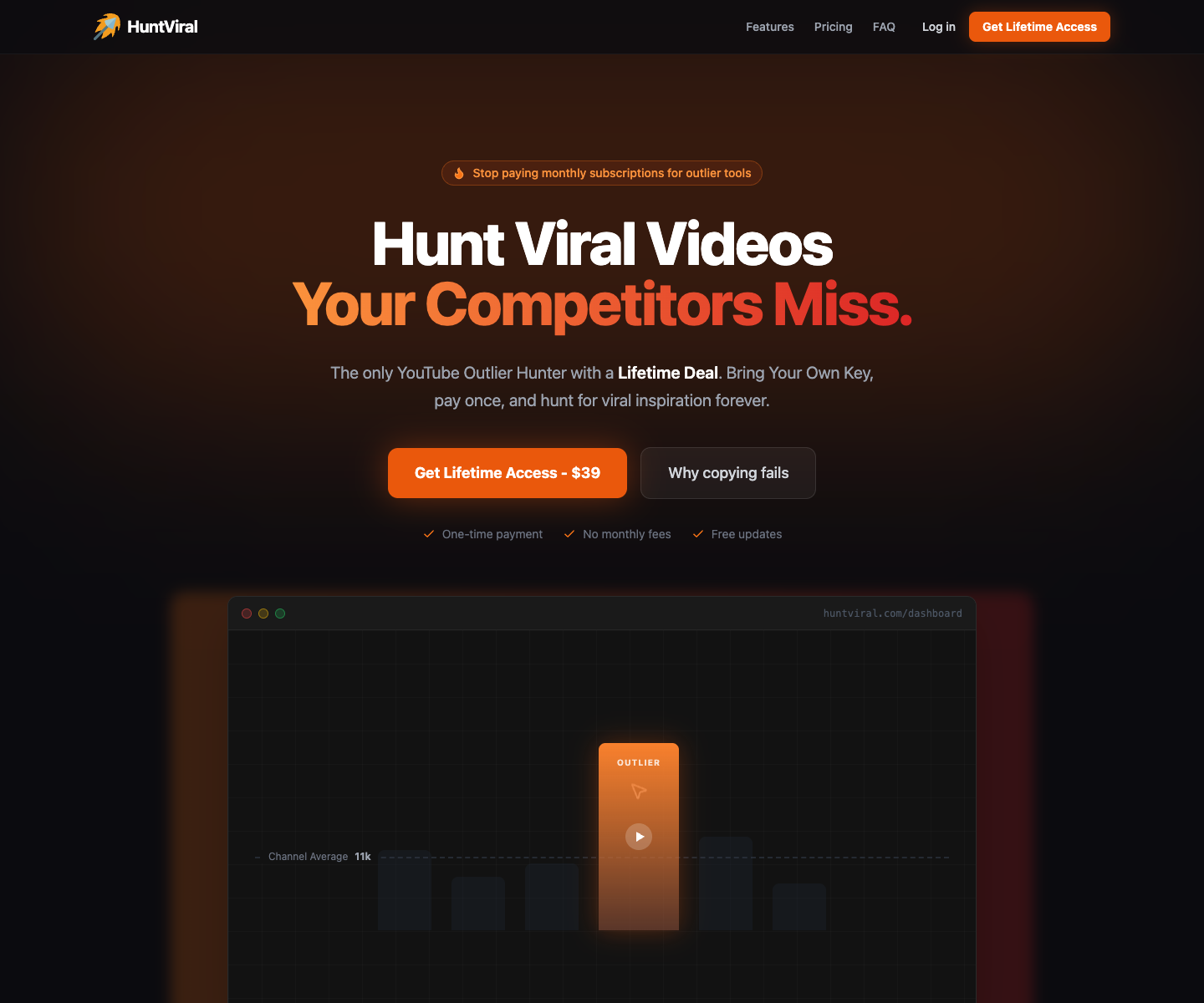 Hunt Viral landing page screenshot