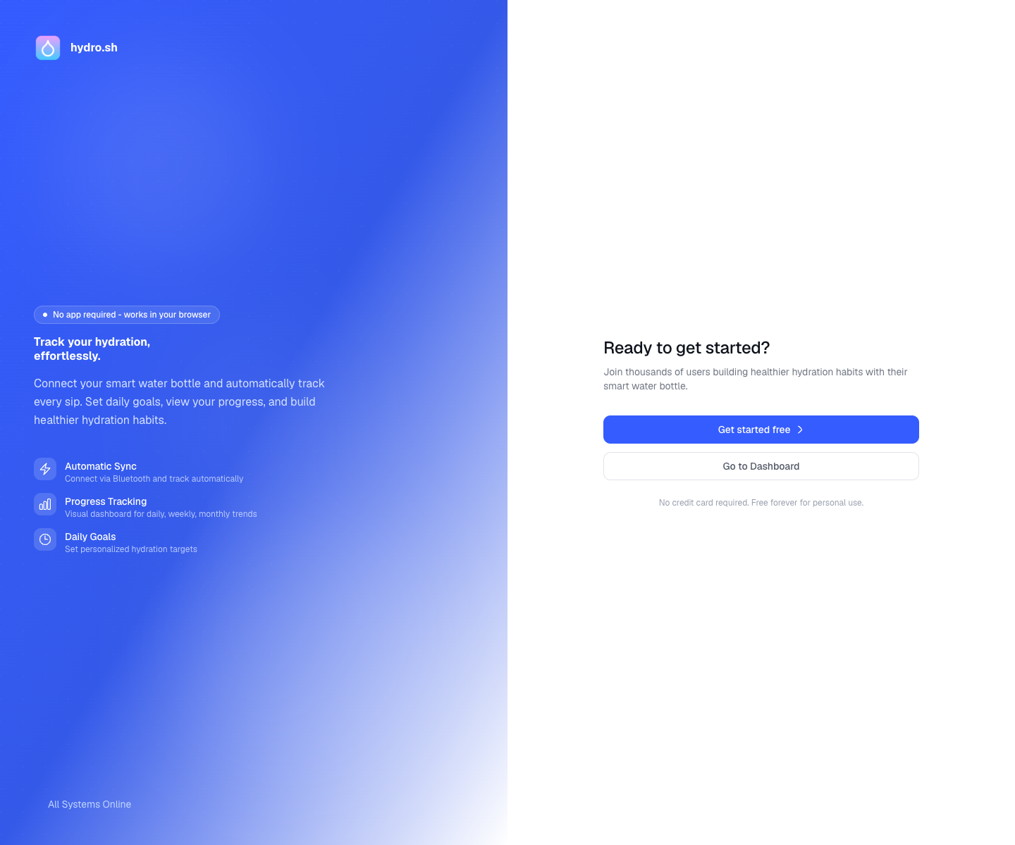 Hydro.sh landing page screenshot