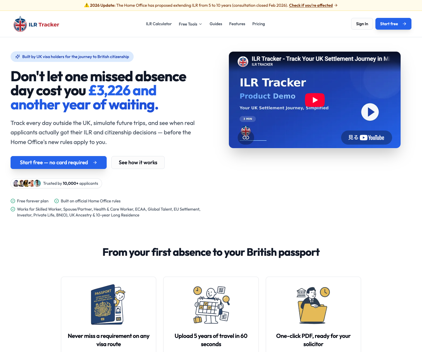 ILRTRACKER.COM landing page screenshot