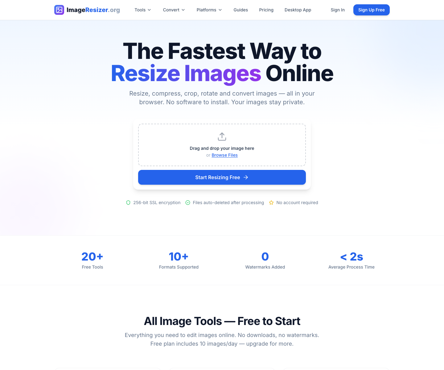 ImageResizer.org landing page screenshot