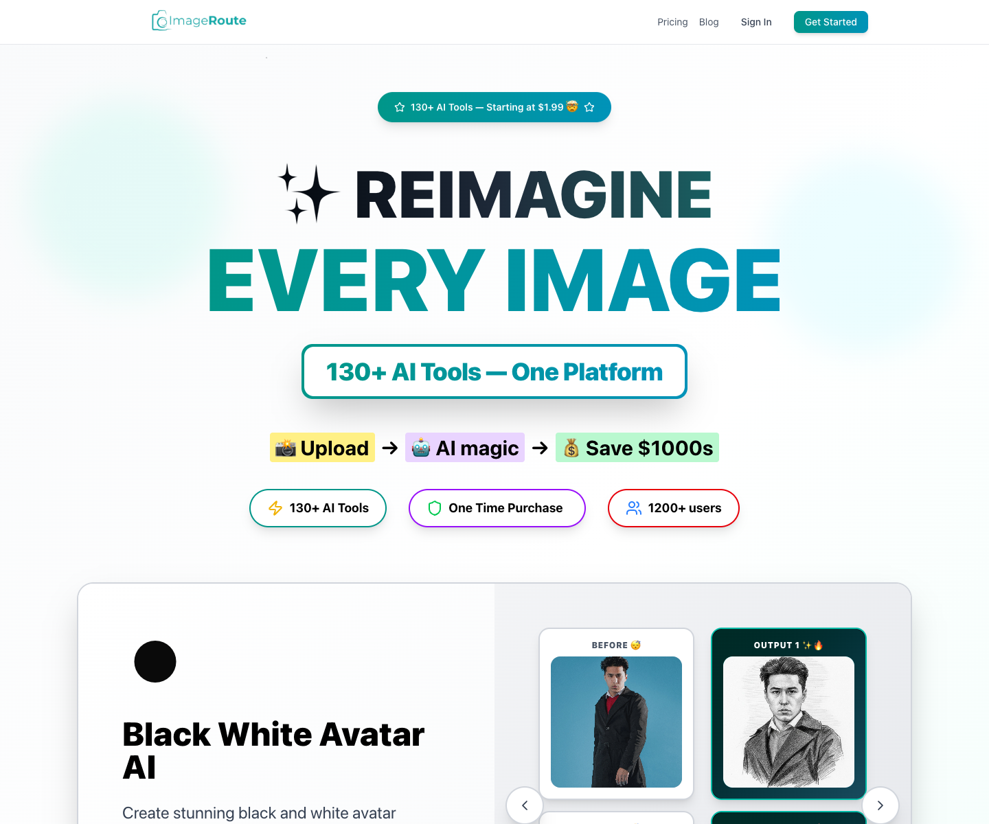 ImageRoute landing page screenshot