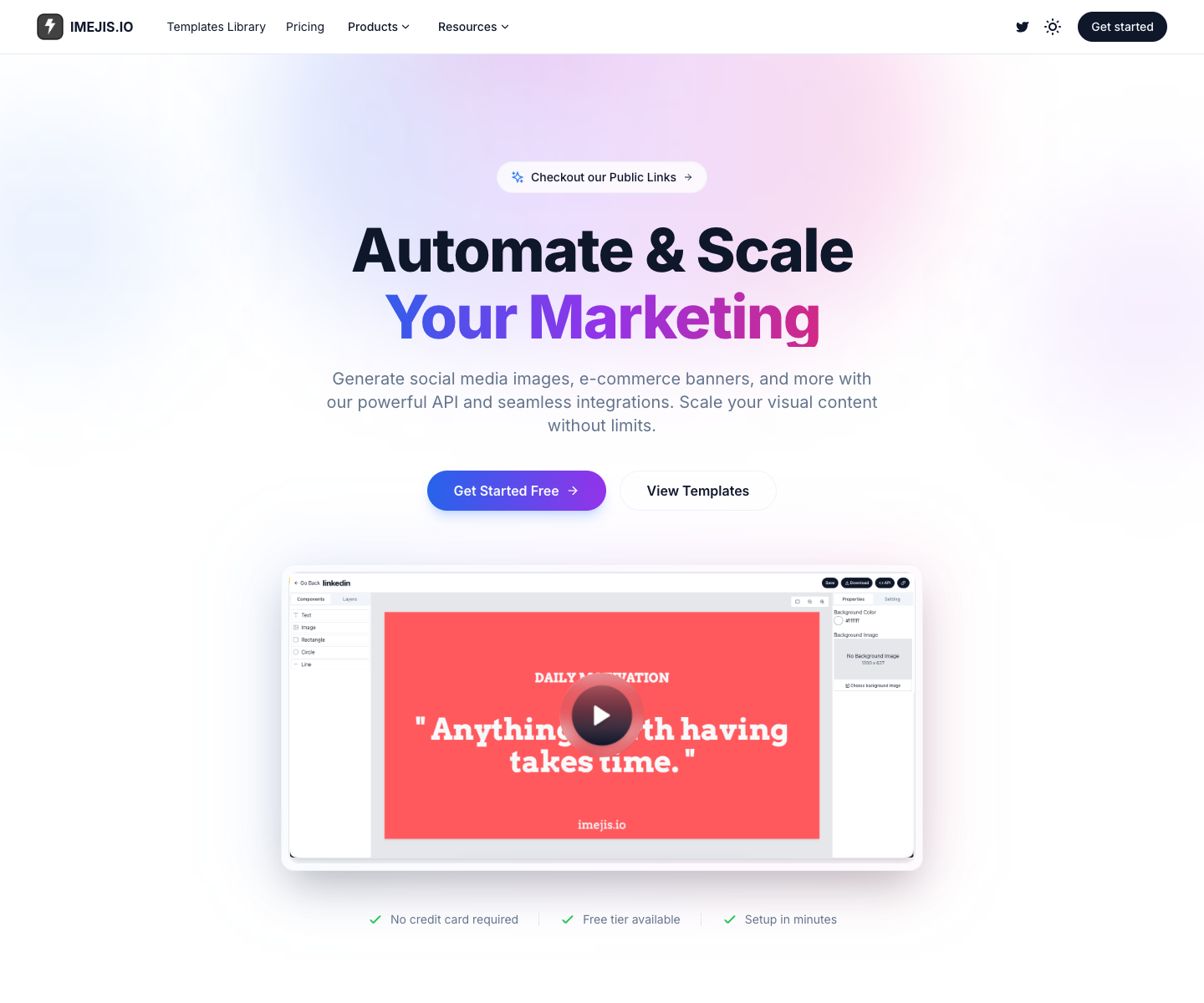 Imejis.io landing page screenshot