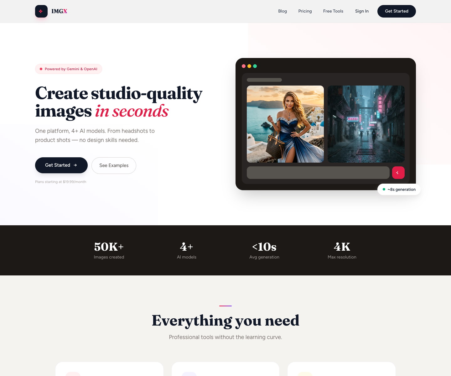 ImgX Studio landing page screenshot