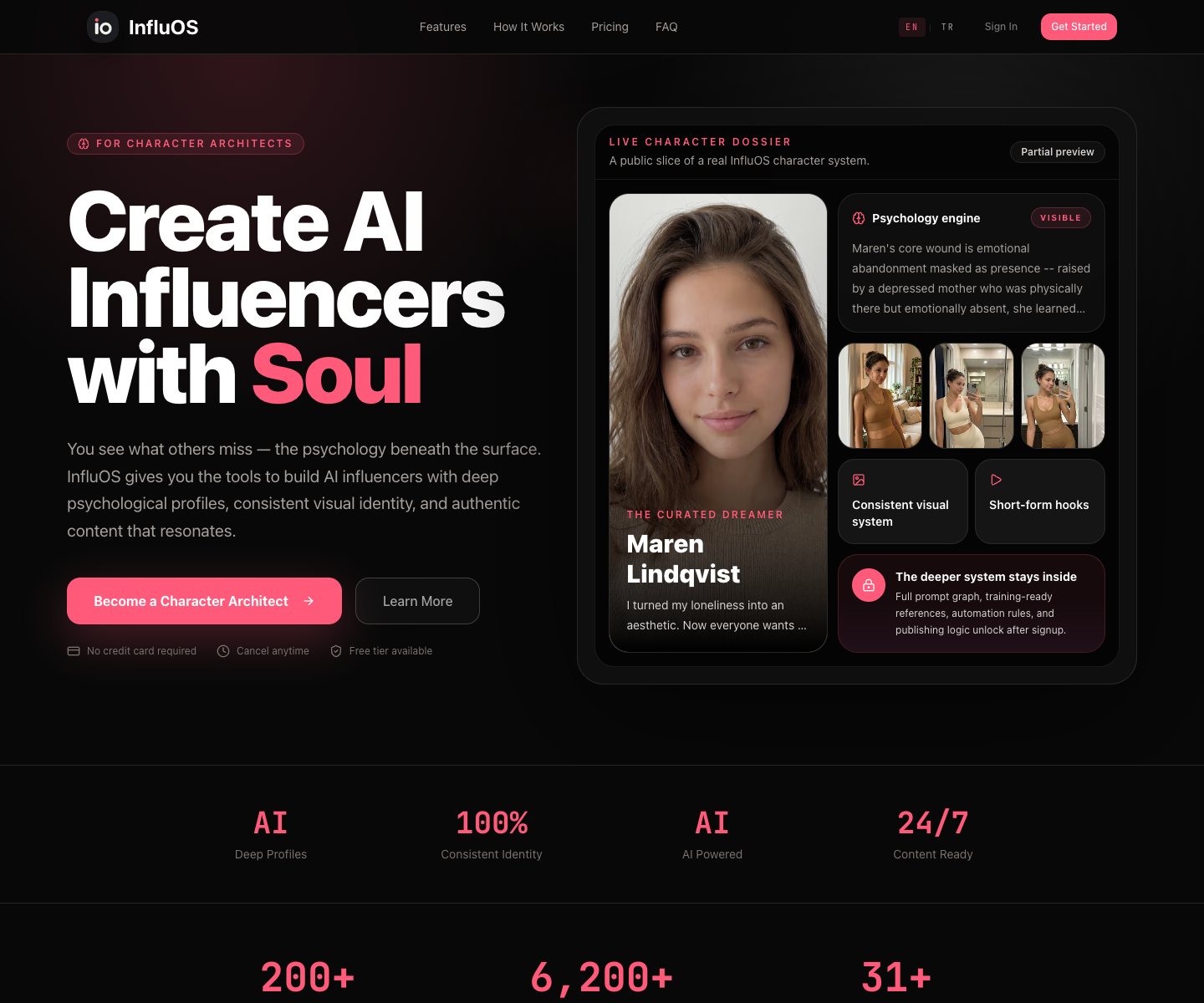 InfluOS landing page screenshot