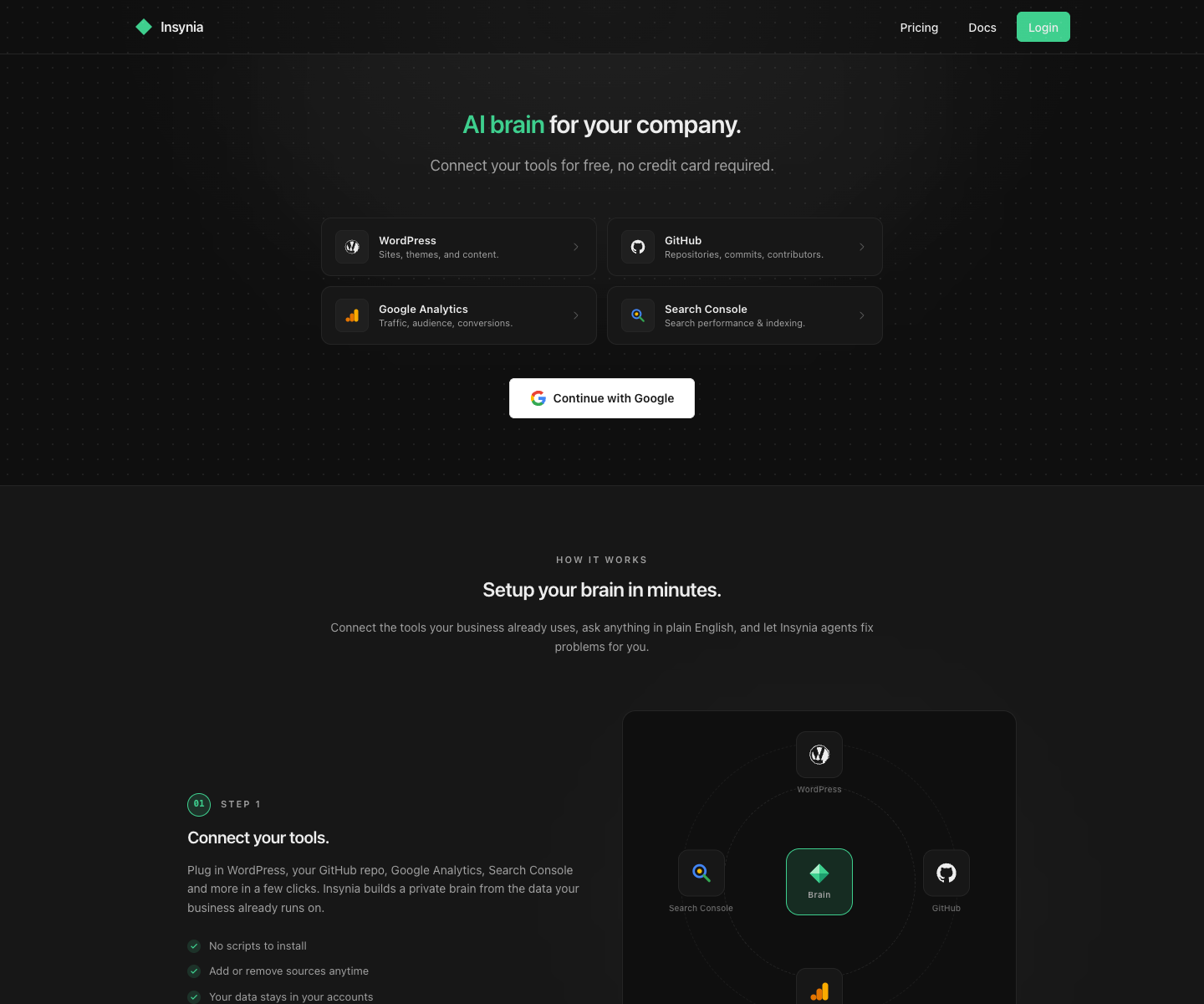 Insynia landing page screenshot