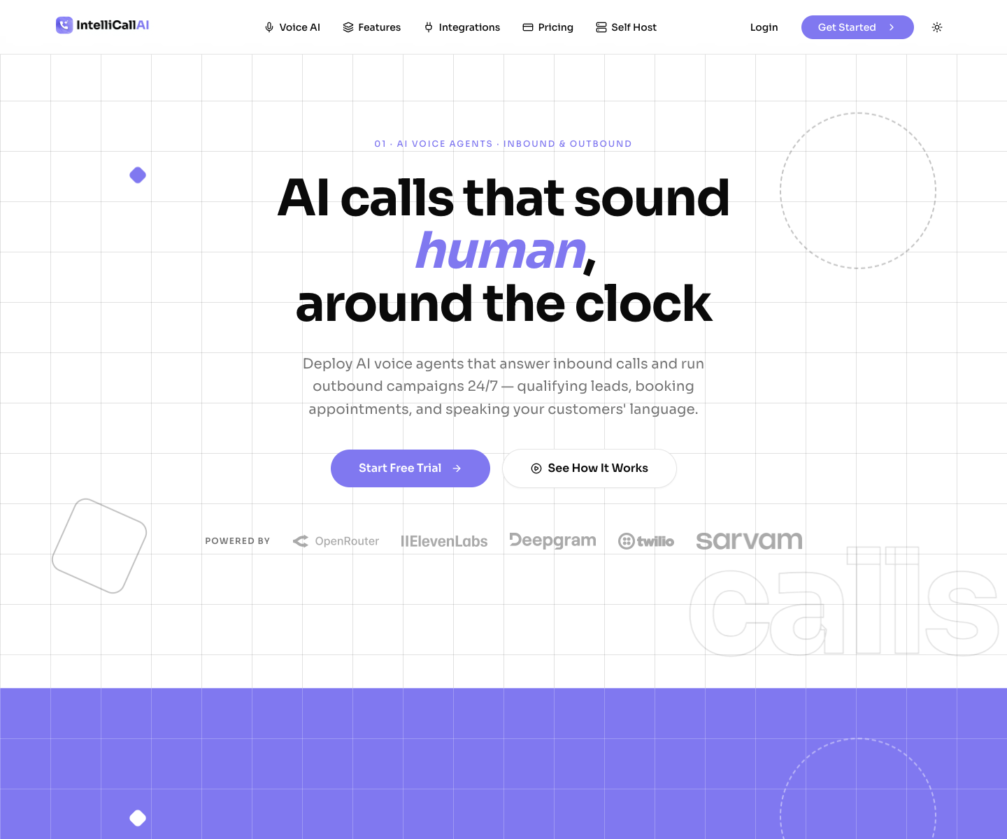 IntelliCallAI landing page screenshot