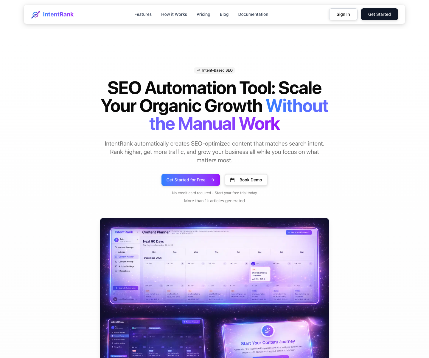 IntentRank landing page screenshot