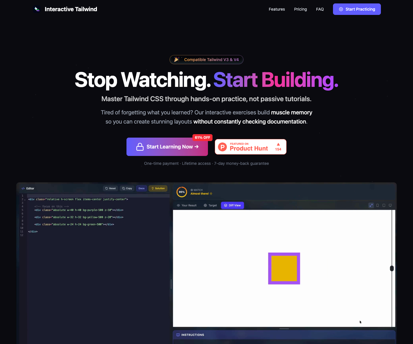 Interactive Tailwind landing page screenshot