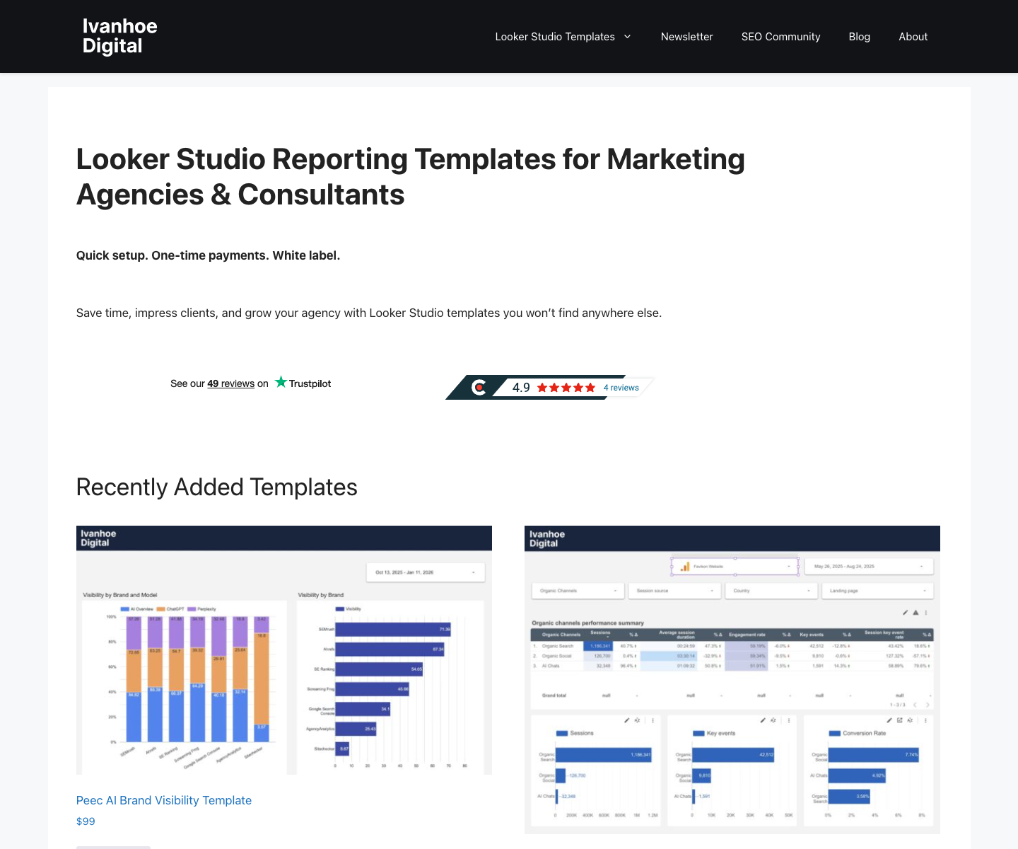 Ivanhoe Digital landing page screenshot