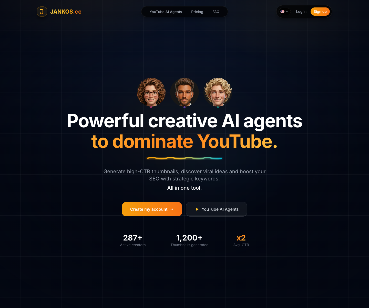 Jankos landing page screenshot