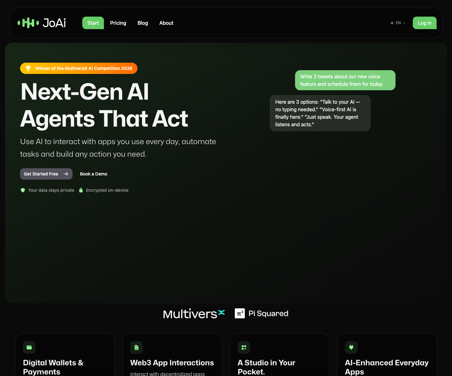 JoAi landing page screenshot