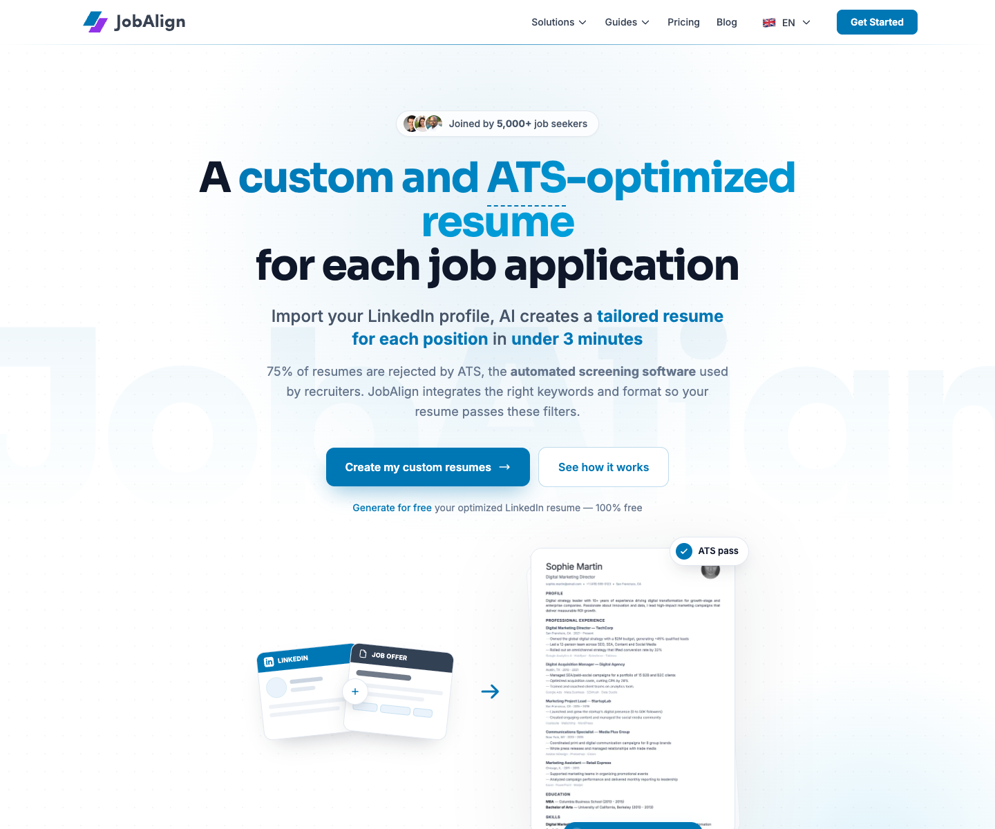 JobAlign landing page screenshot