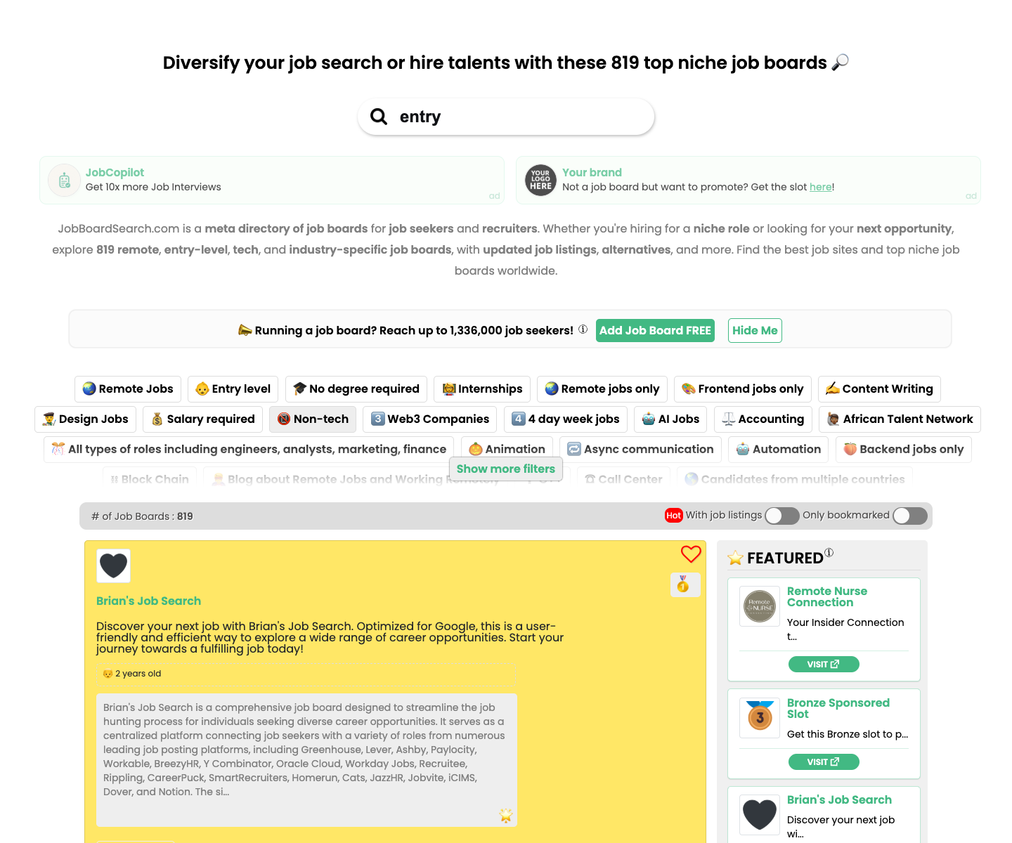 JobBoardSearch 🔎 landing page screenshot