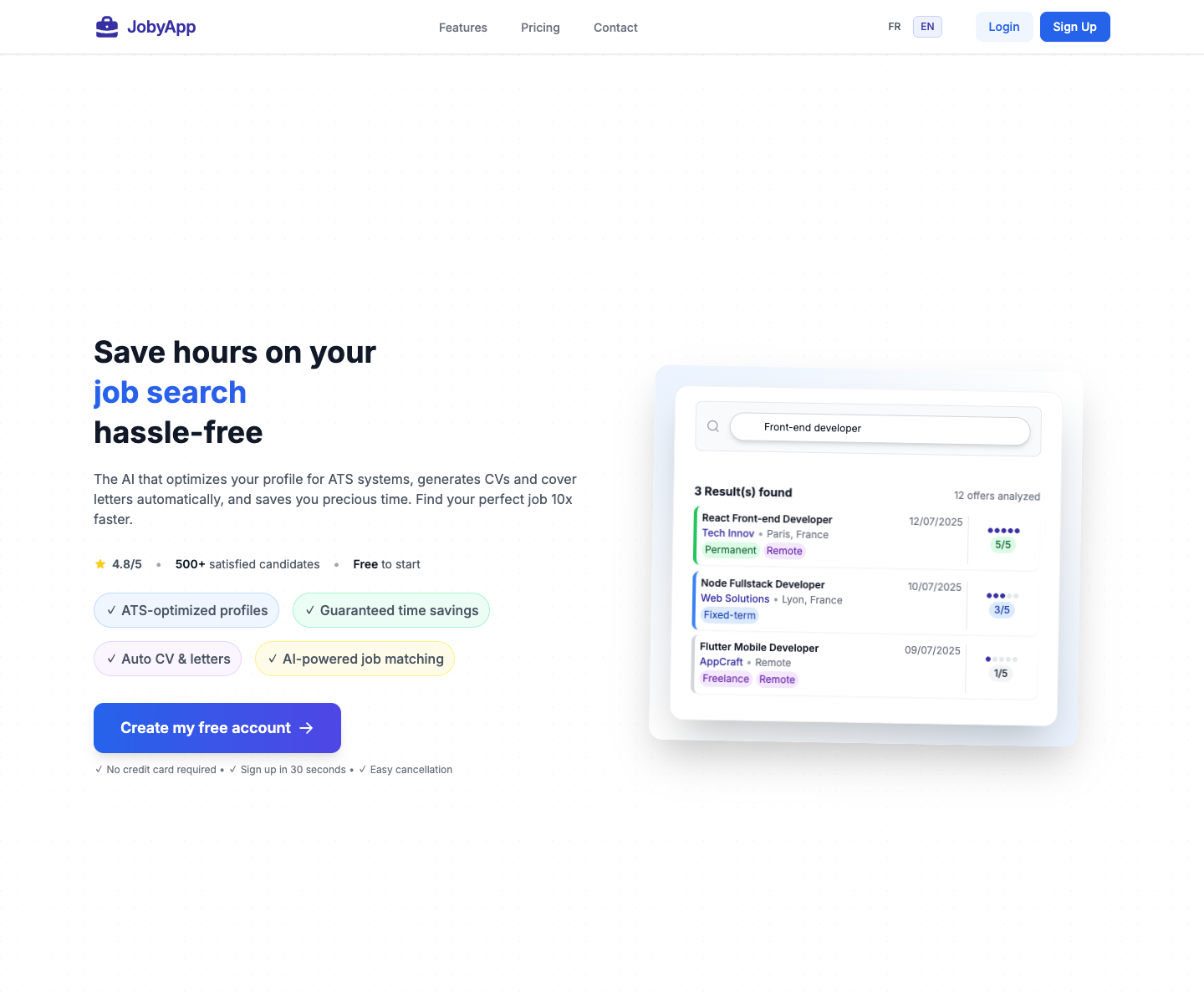 jobyapp.live landing page screenshot