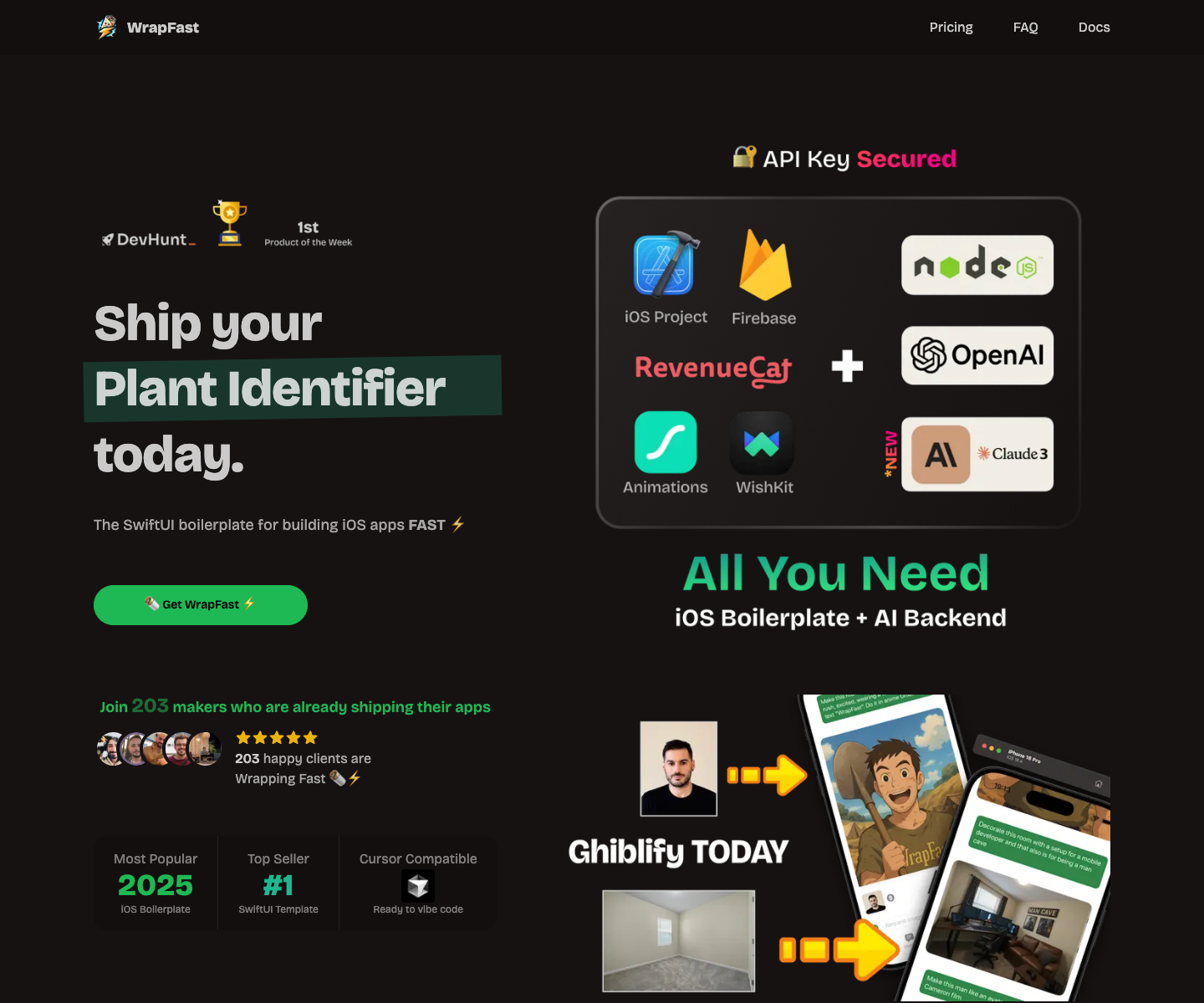 WrapFast landing page screenshot