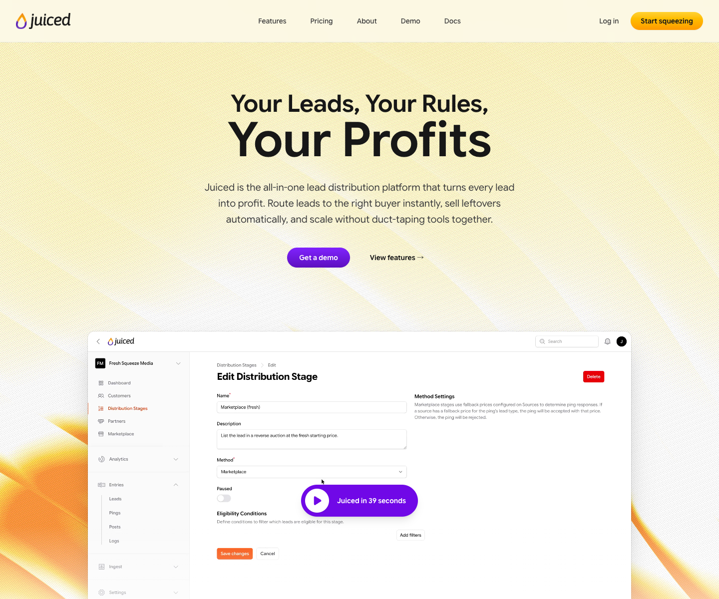 Juiced Leads, LLC landing page screenshot