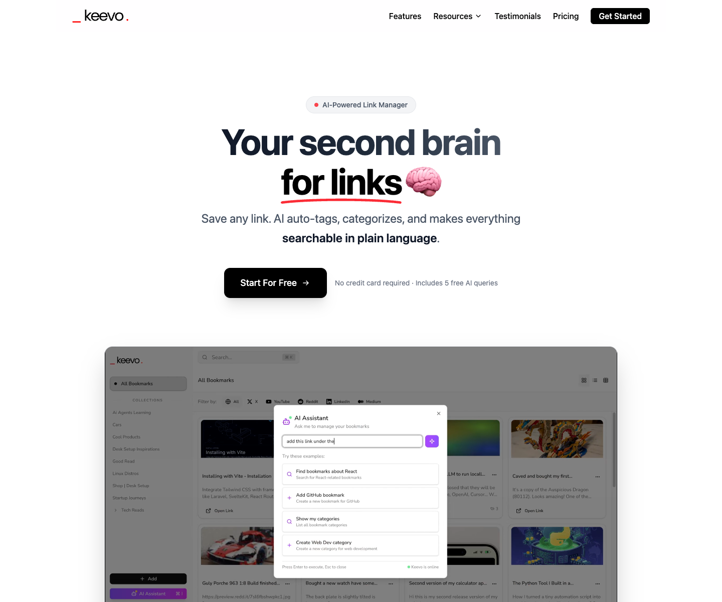 Keevo landing page screenshot