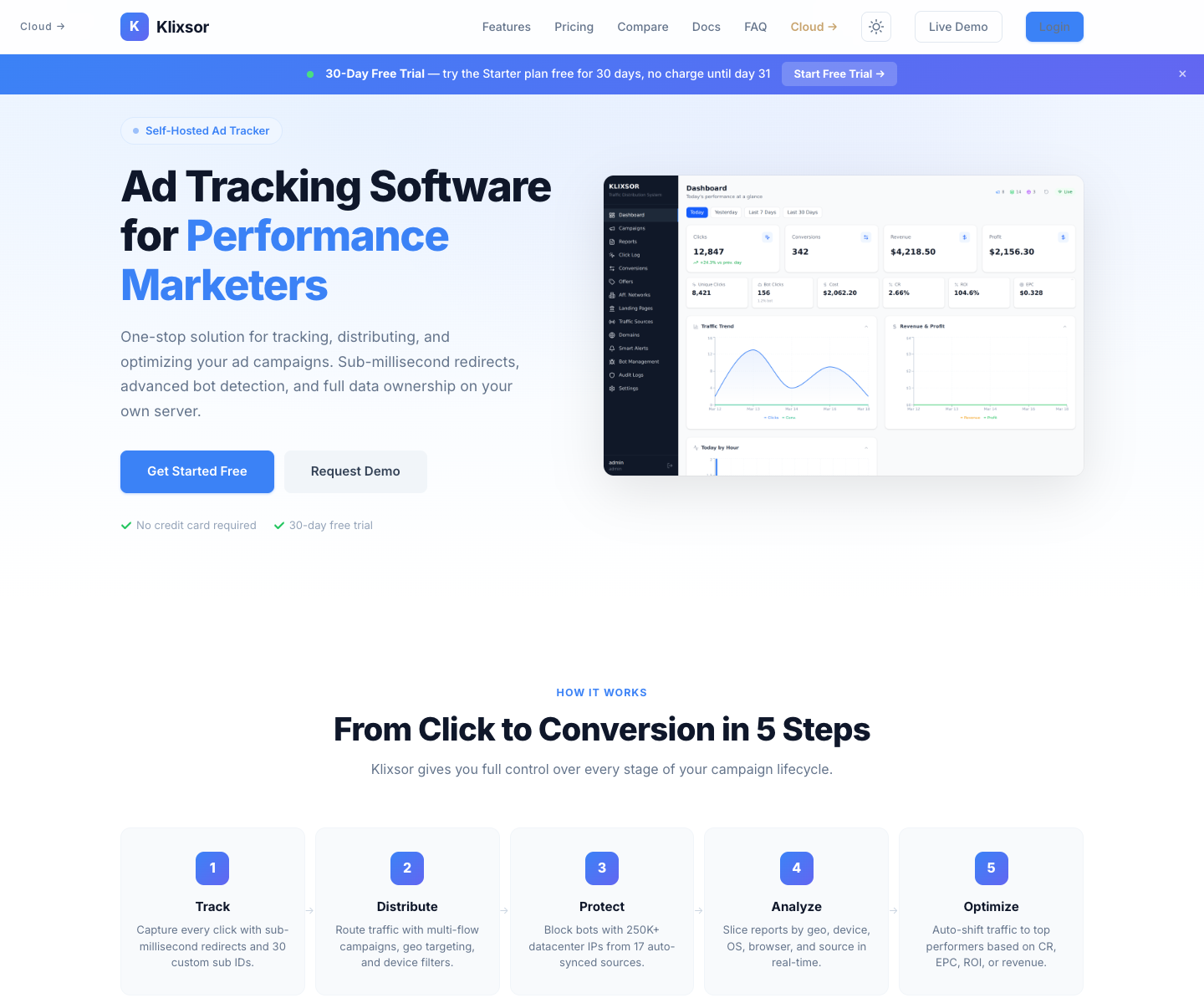 Klixsor landing page screenshot