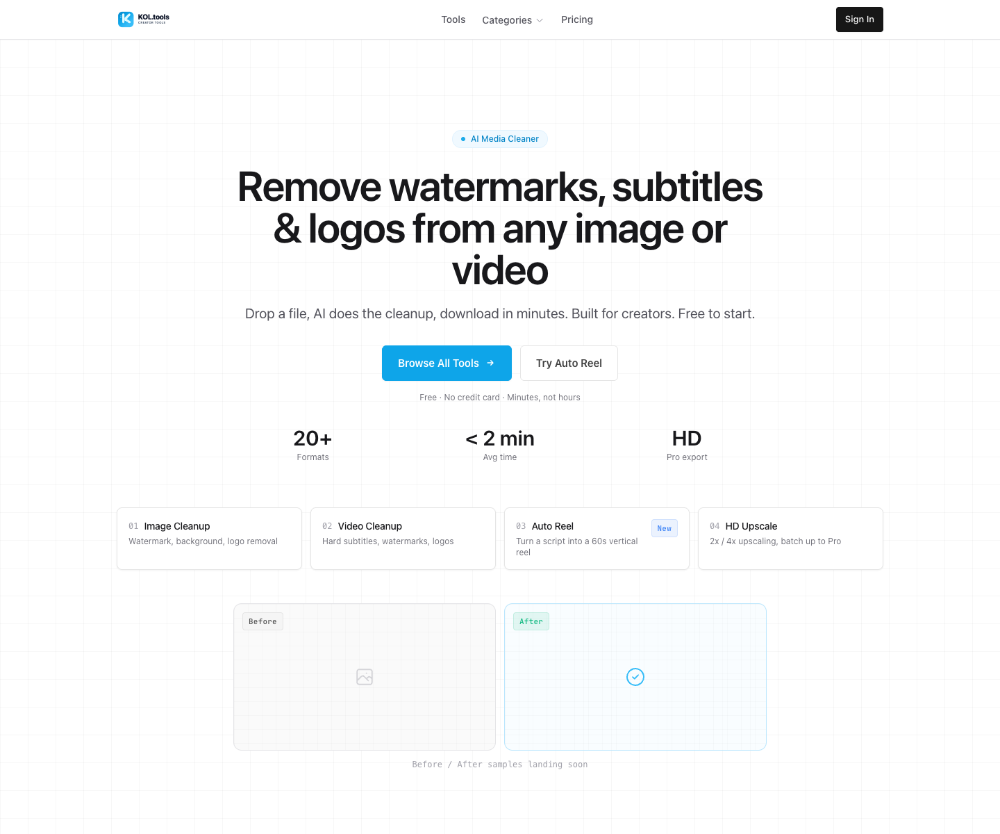 kol.tools landing page screenshot
