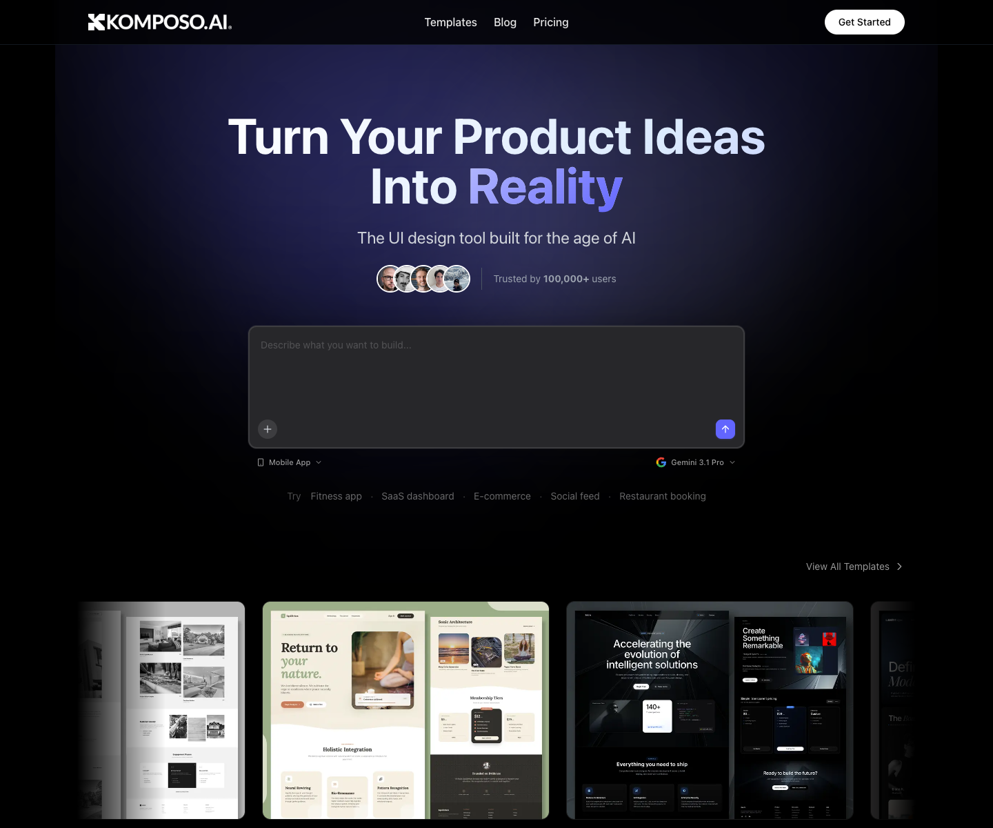 Komposo landing page screenshot