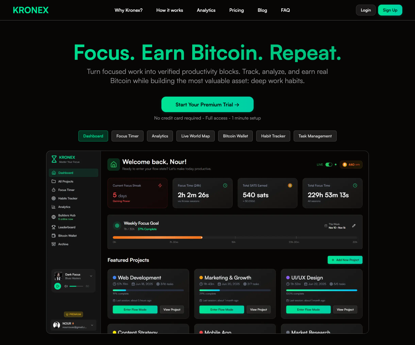 Kronex landing page screenshot