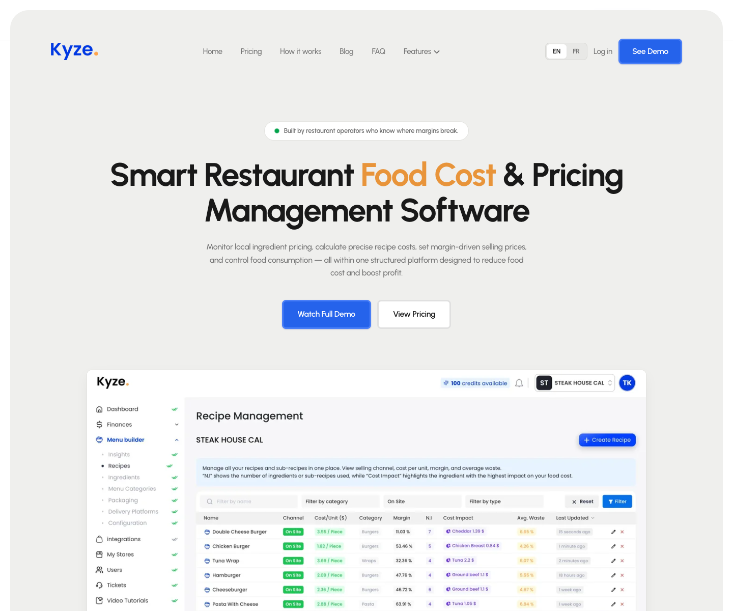 Kyze landing page screenshot