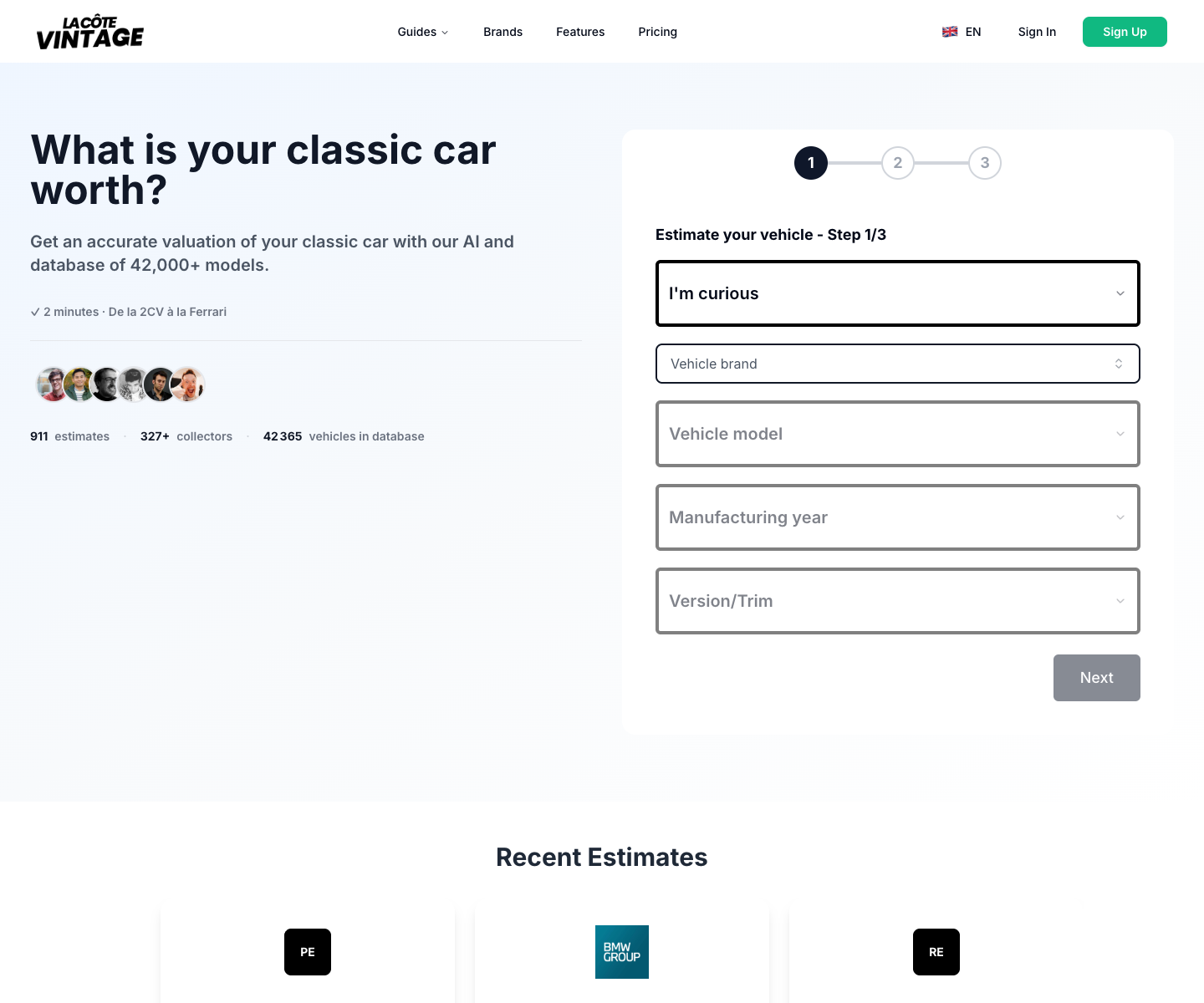 La Côte Vintage landing page screenshot