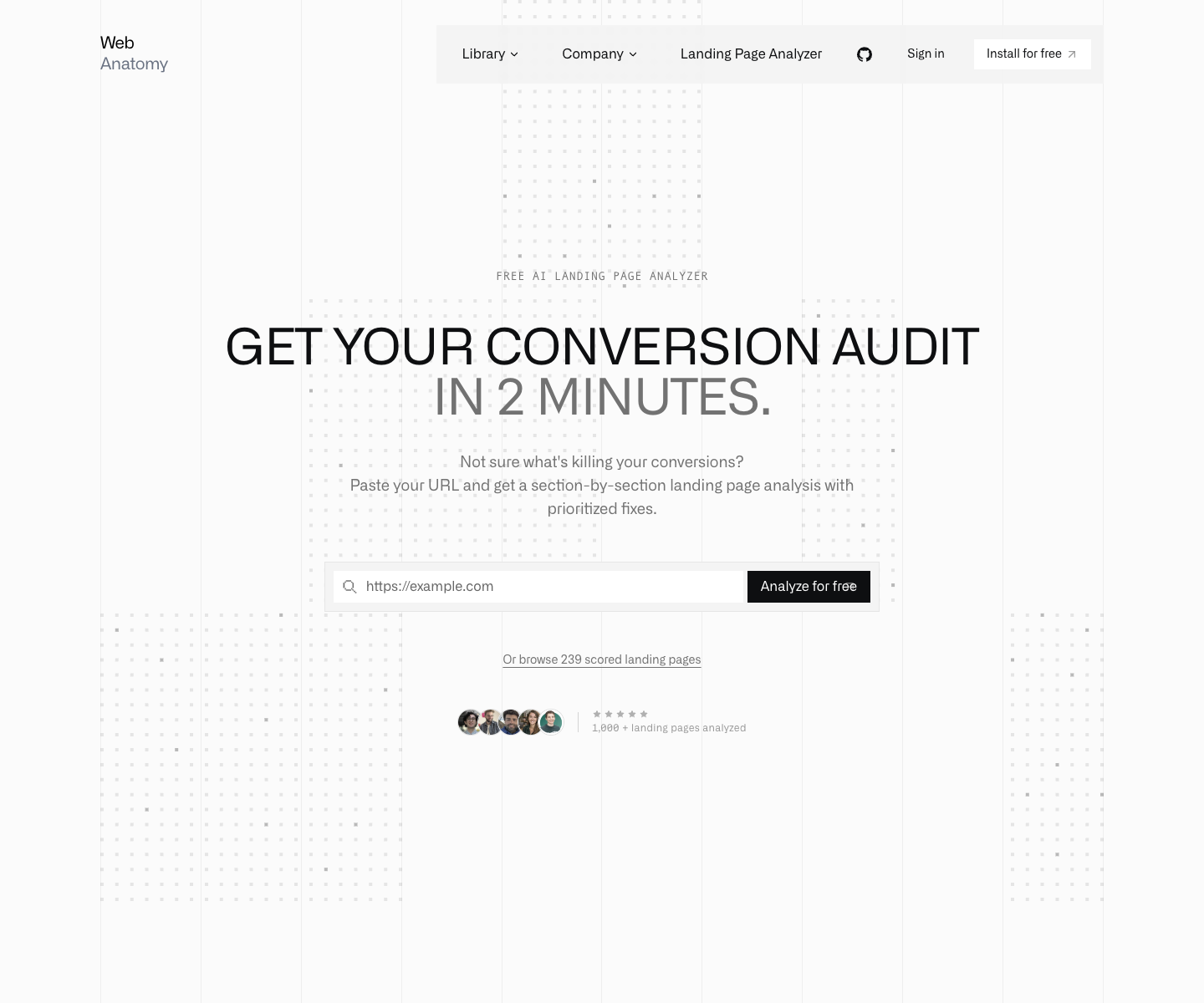Landing Page Analyzer landing page screenshot