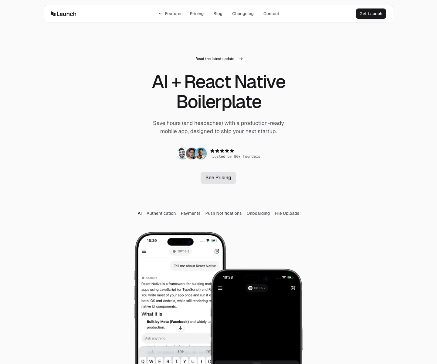 Launch landing page screenshot