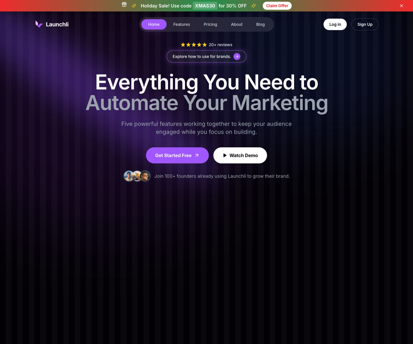 Launchli landing page screenshot