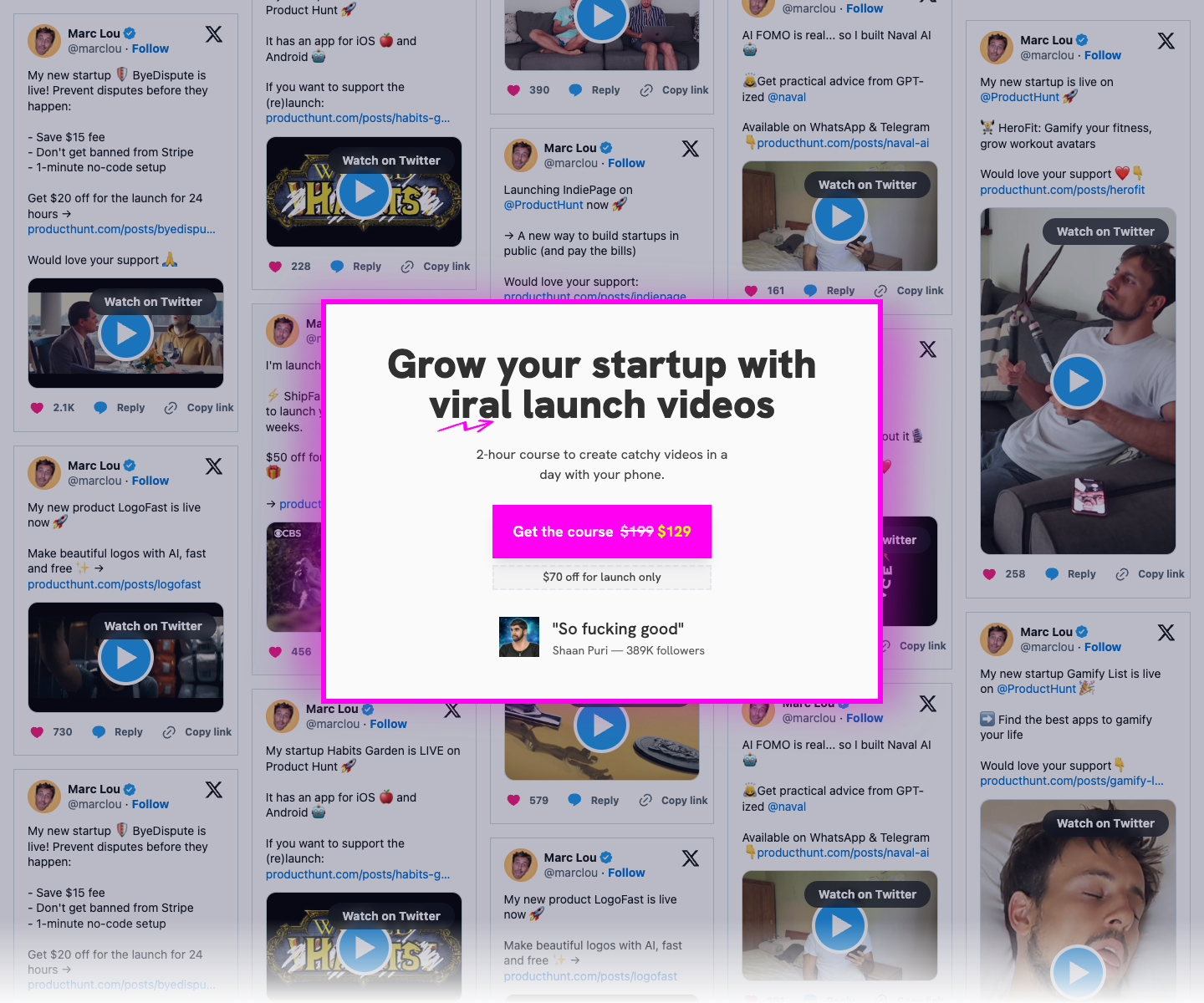 LaunchViral landing page screenshot