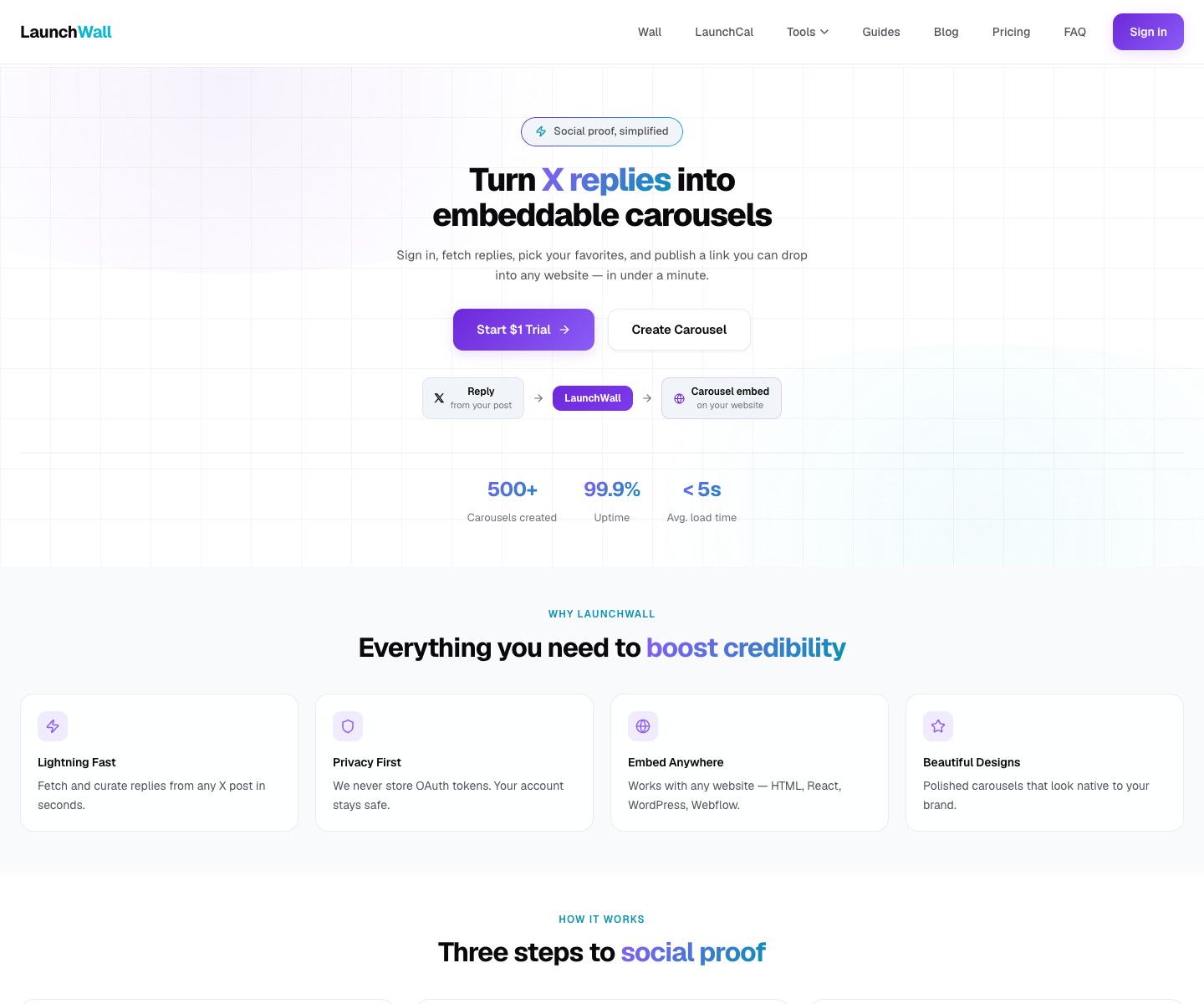 launchwall landing page screenshot