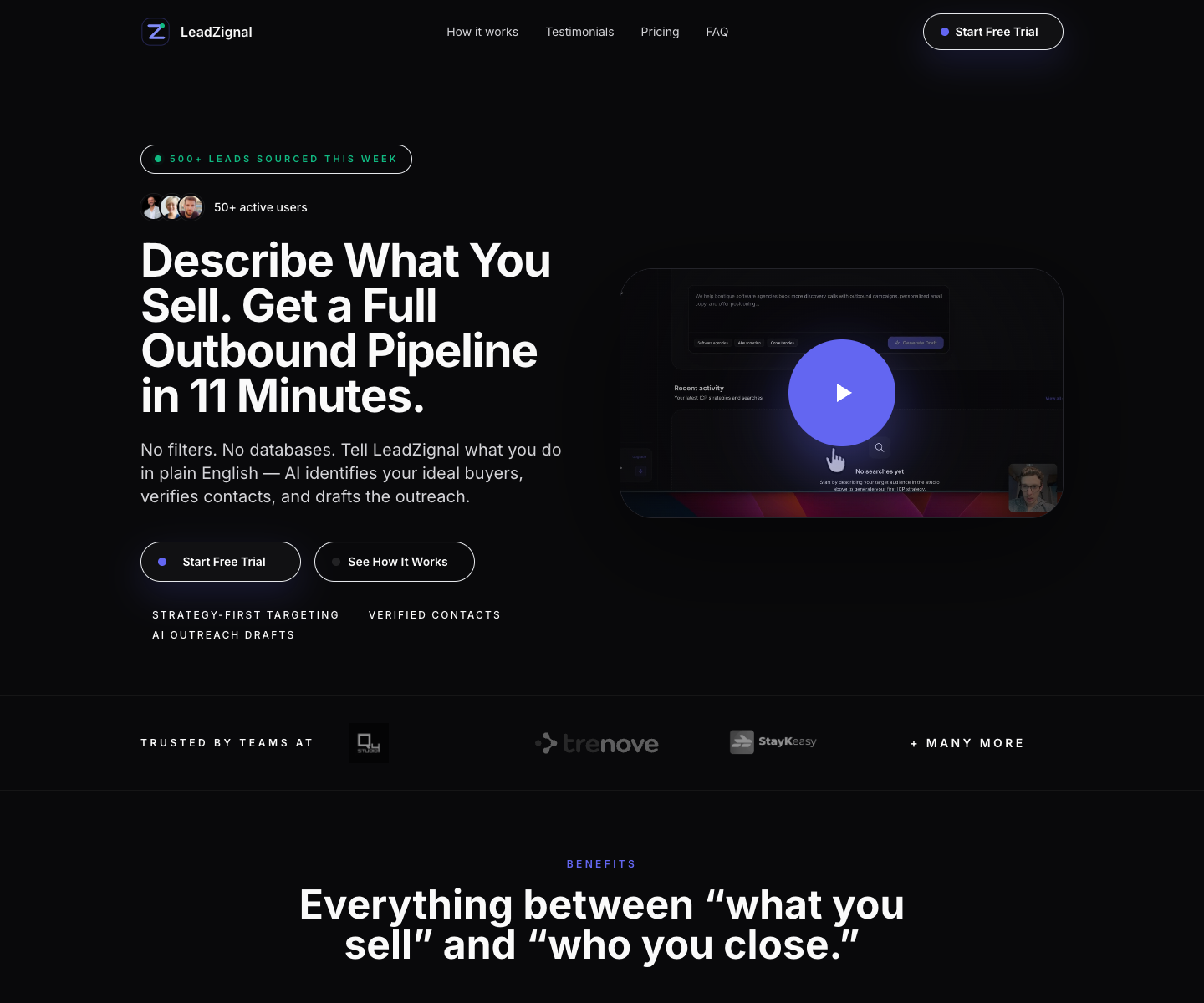 LeadZignal landing page screenshot