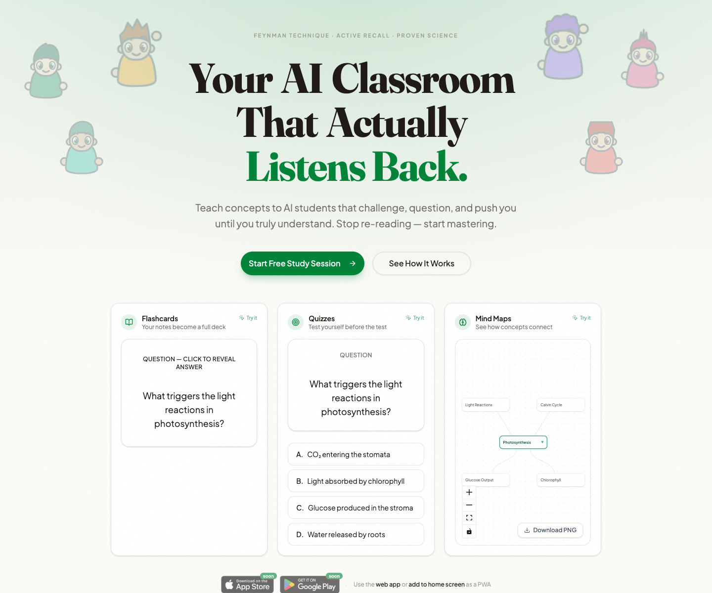 LearnByTeaching.ai landing page screenshot