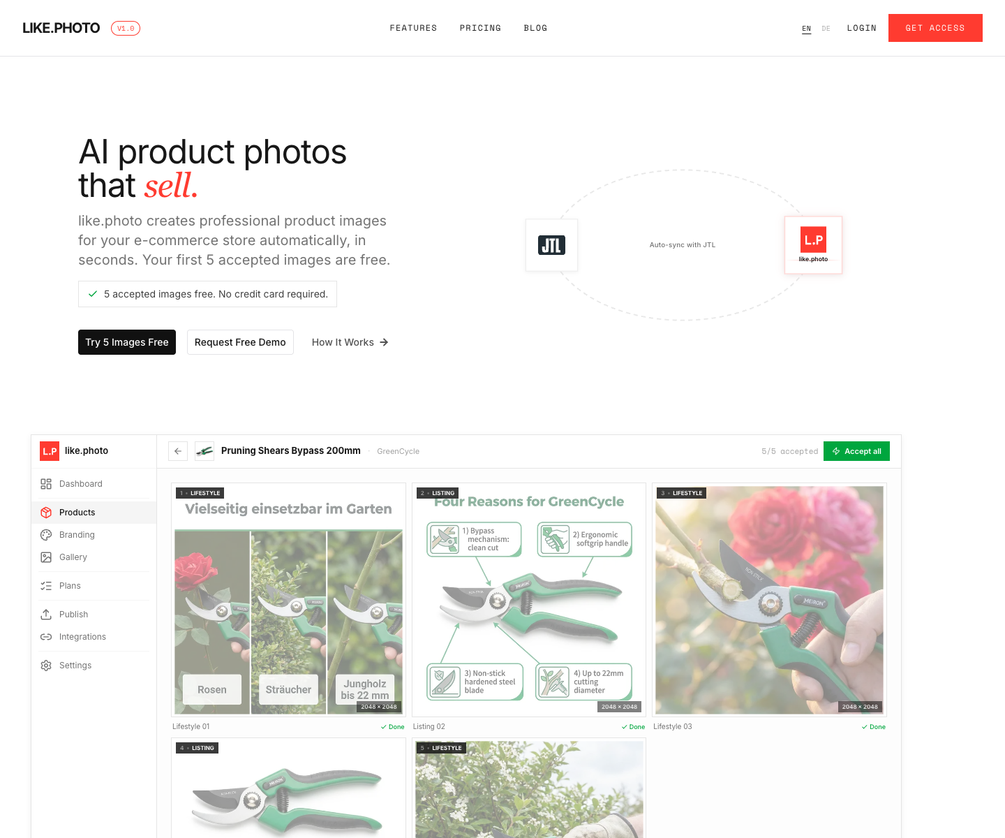 like.photo landing page screenshot