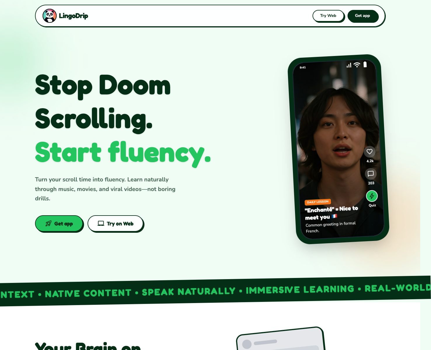 lingodrip landing page screenshot