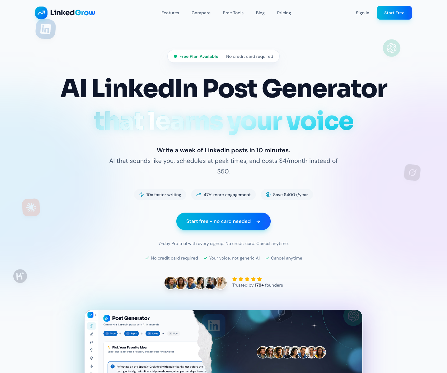 LinkedGrow landing page screenshot