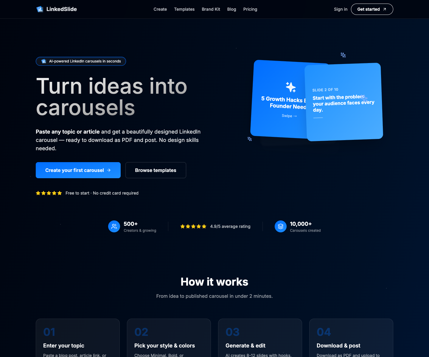 linkedslide landing page screenshot