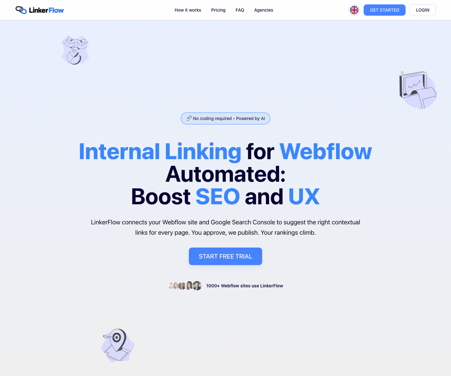 Linkerflow landing page screenshot
