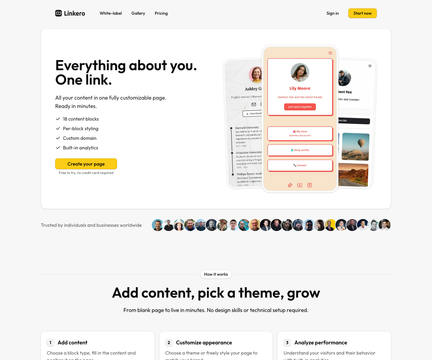 Linkero landing page screenshot