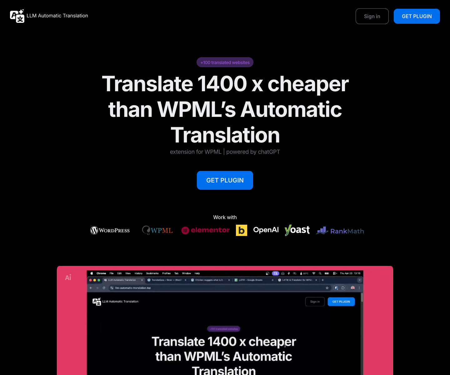 LLM Automatic Translation landing page screenshot