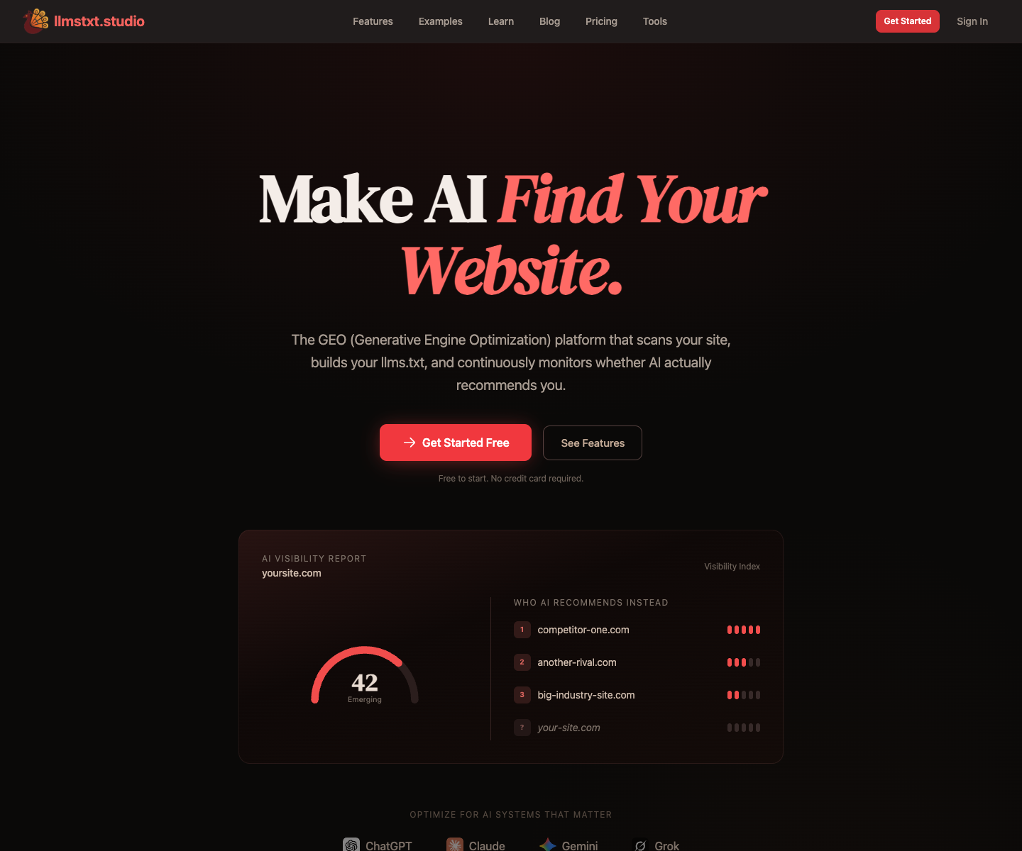 llmstxt.studio landing page screenshot