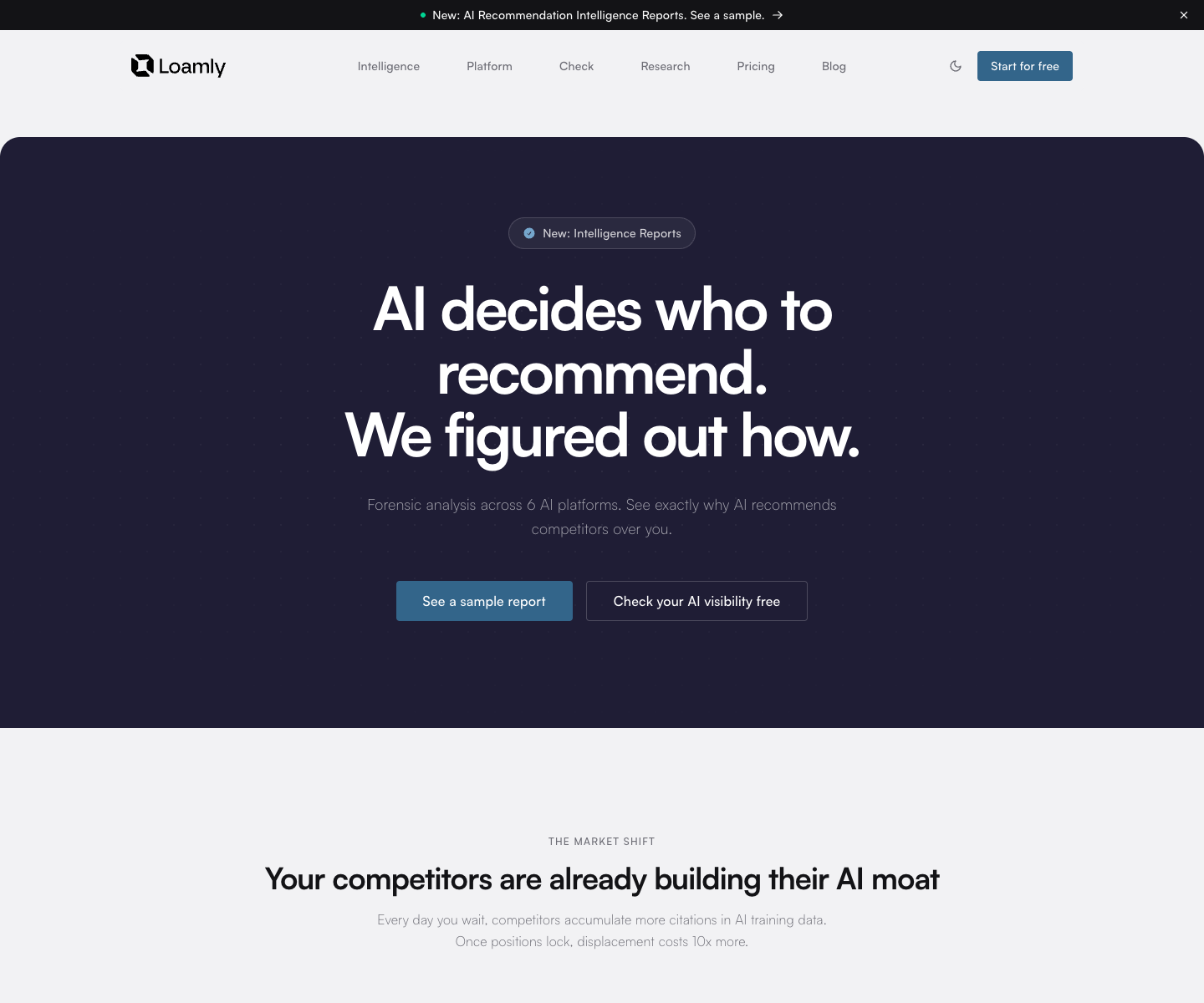 Loamly landing page screenshot