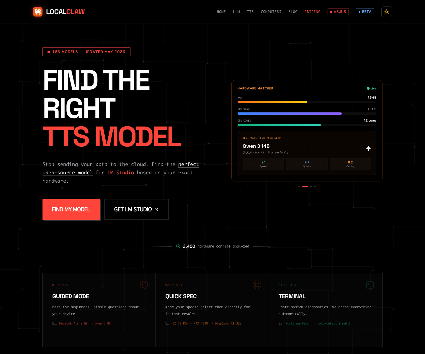 LocalClaw landing page screenshot