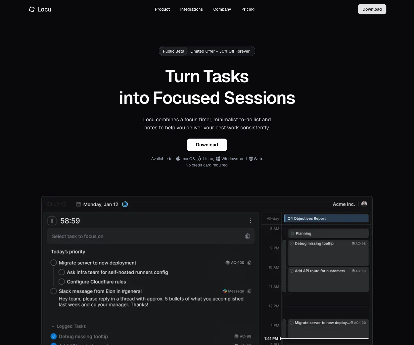 Locu landing page screenshot